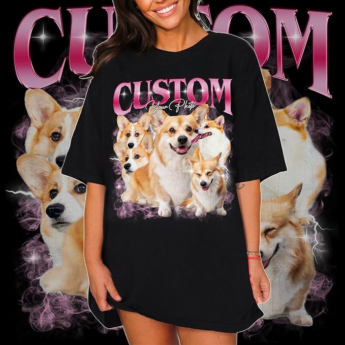IZI POD Custom Dog Shirt for Women, Personalized Pet Face Photo Shirt, Bootleg - Image 2