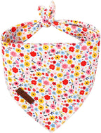 Floral Dog Bandana, UP URARA PUP Flowers Triangle Bid Scarf by UPURARAPUP