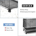 Adjustable Bird Cage Seed Catcher Net Cover Elastic Band Mesh Cover Black - Image 4