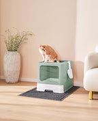 Cat Litter Box with X-Large Litter Mat and Scoop, Large Covered Litter Box with - Image 7