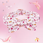Lionheart glory Dog Collar Shark Print Dogs Bow Collar Adjustable Soft Pink Dog - Image 5