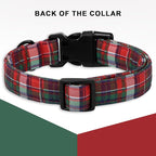 Christmas Dog Collar, Unique Style Paws Red Green Grids Dog Collar - Image 2