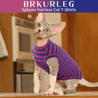 BRKURLEG Sphynx Hairless Cats Shirt Puppy Clothes Soft Cotton T-Shirts Cute - Image 3