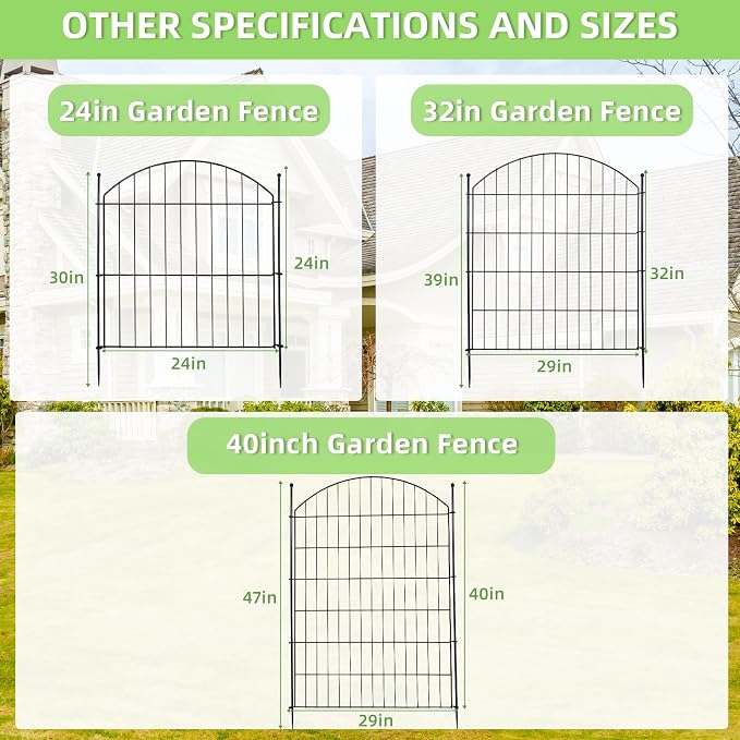Decorative Garden Fence 24in x20ft, 10 Pack No Dig Fence Animal Barrier - Image 9