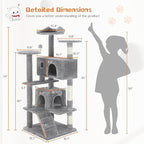 54 Inches Cat Tree Tower Condo Furniture, Cat Tower - Image 3