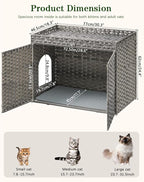 Cat Litter Box Enclosure Furniture, Handwoven Rattan Hidden Litter Box - Image 5