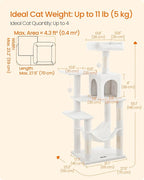 Feandrea Cat Tree, 55.1-Inch Cat Tower, Plush Multi-Level Condo - Image 5