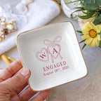 Personalized Locket Wedding Ring Dish, Custom Initial Engaged Rings Holder - Image 3