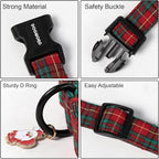DOGWONG Christmas Plaid Dog Collar, Cute Adjustable Red Tartan Collar, Scottish - Image 3