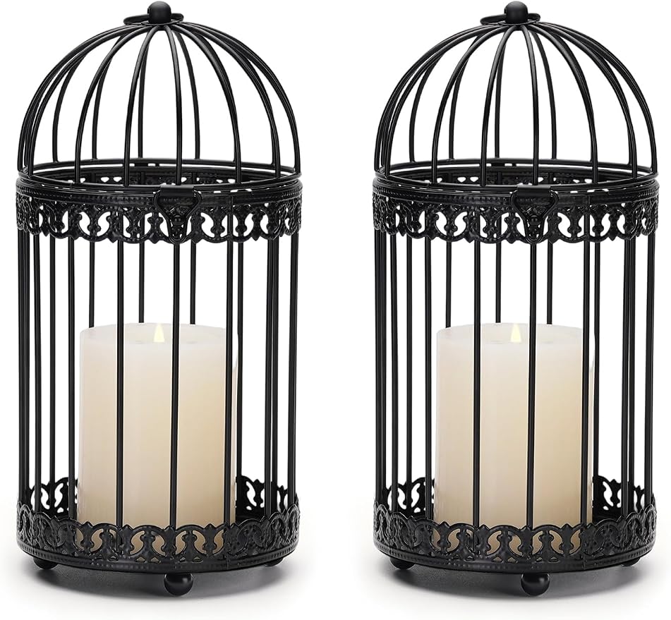 NUPTIO Black Decorative Bird Cage: Birdcage Hanging Lantern by Nuptio