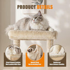 DUMOS Large 63in Cat Tree Tower, Natural Sisal Scratching Posts, Extended - Image 5
