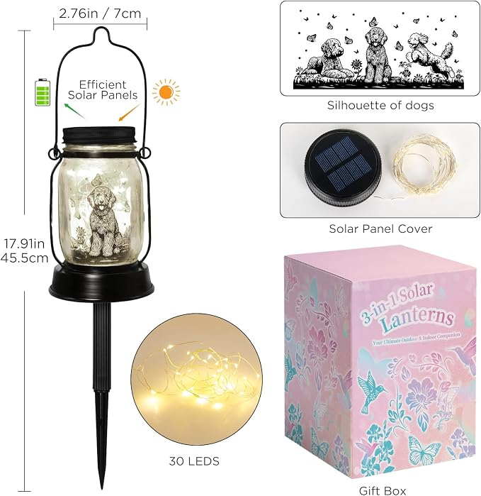 kyoryuger Goldendoodle Gifts for Women/Men Poodle Solar Lanterns Dog Mom - Image 7
