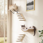 Cat Wall Stairs and Wall Shelves, 4 Piece Wood Cats Furniture Set, Padded - Image 6