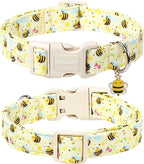 DOGWONG Spring Summer Dog Collar- Bee Flower Dog Collar, Adjustable Soft Girl - Image 2