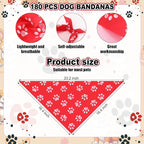 Aliceset 180 Pcs Dog Bandana Bulk Paw Print Bandanas - Image 2