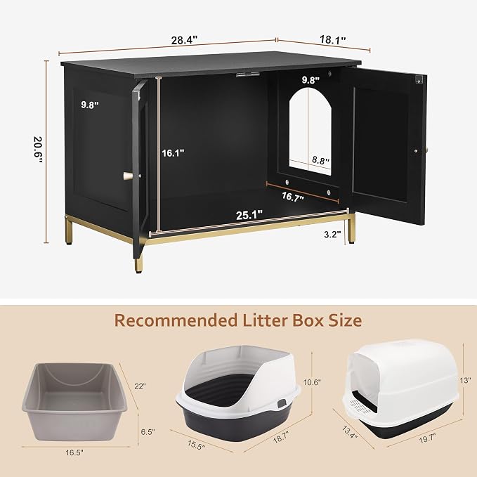 Homhedy Cat Litter Box Enclosure, Cat Washroom Furniture - Image 5