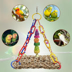 Bird Swing Toy Seagrass Mat, Natural Sea-Weed Woven Parrot Hammock Swing Bird - Image 7