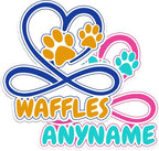 Custom Pet Name Sticker Personalized Text Infinity Heart Pawprint Animal Lovers by SANGAROM
