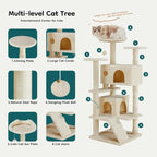 DUMOS 54-inch Indoor Cat Tree Tower –Multi-Level Pet House - Image 6