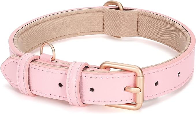 WHIPPY Leather Dog Collar for Small Dog Adjustable Soft Breathable Leather by WHIPPY