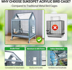 Acrylic Bird Cage, 25 inch Medium Parrot Cage - Image 3