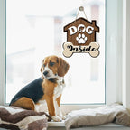 Dog Inside Front Door Sign, Doghouse Bone Paw Prints Wood Door Hanger Outdoor - Image 5