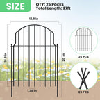 25Pcs Decorative Garden Fence, 20in/27ft Rustproof Metal Fences Animal Barrier - Image 2