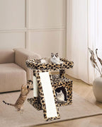Small Leopard Print Cat Tree for Indoor Cats | Short Tower - Image 7