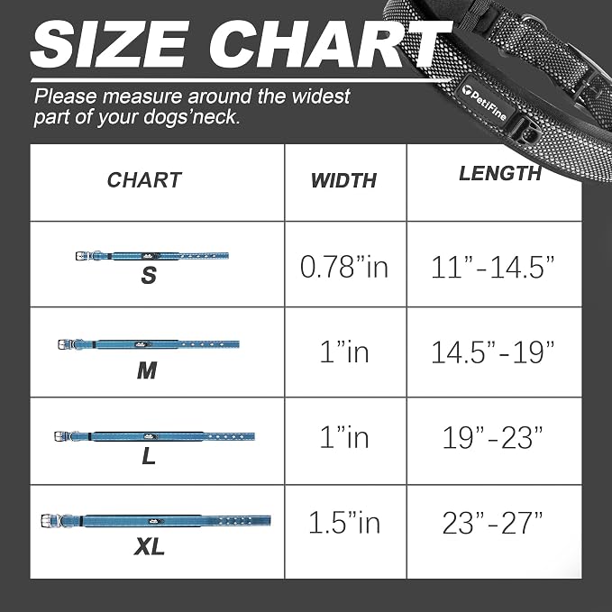 PetiFine Neoprene Padded Dog Collar, Heavy Duty Comfort Dog Collar - Image 5