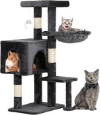 BestPet | 37" Cat Tree Tower | Light Gray | Sturdy Multi-Level Cat Tree by BestPet