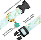 Cotton Handmade Dog Collar Cute and Distinctive Patterns Light Green Flower - Image 2