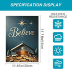Christmas Nativity Garden Flag 12x18 Double Sided Believe Starry Night Stable - Image 3