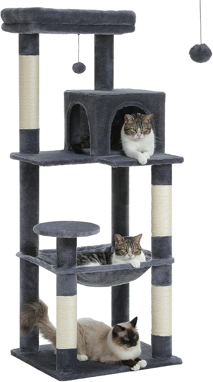 Cat Tree for Large Cats with Metal Plush Big Hammock, 56.3" Cat Tower for by MUTTROS