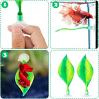 WILLBOND 2 Pcs Green Silicone Betta Fish Bed Leaf Hammock Betta Fish Tank - Image 3