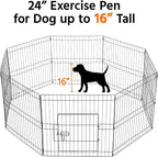 Yaheetech 24 inch 32 Panel Metal Black Heavy Duty Foldable Dog Pen - Image 3