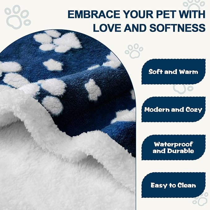 Waterproof Blanket for Dog Cat or Adult, Cute 3D Textured Paw Dog Blanket for - Image 3