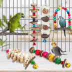 Bird Perch Bird Toys Parakeet Toys, Bird Cage Accessories Wooden Chew Toys - Image 2