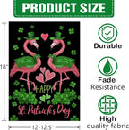 Dyrenson Happy St Patricks Day Flamingo Decorative Garden Flag, Lucky Shamrock - Image 2