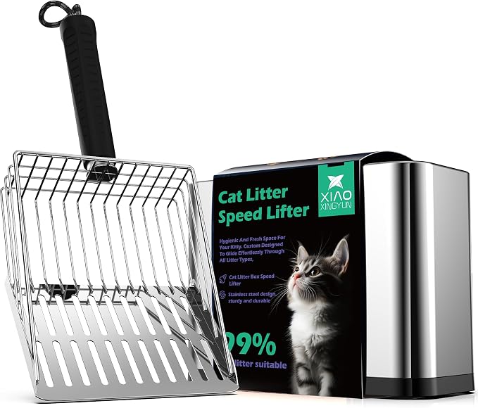 XIAOXINGYUN Stainless Steel Cat Litter Scoop, Metal Cat Litter Scooper by XIAOXINGYUN