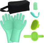 7PCS Dog Washing Gloves | Dog Bath Brush | Storage Bag | Dog Finger Toothbrush - Image 9