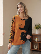 YESNO Women Christmas Sweater Graphic Printed Oversized Pullover Sweaters - Image 2