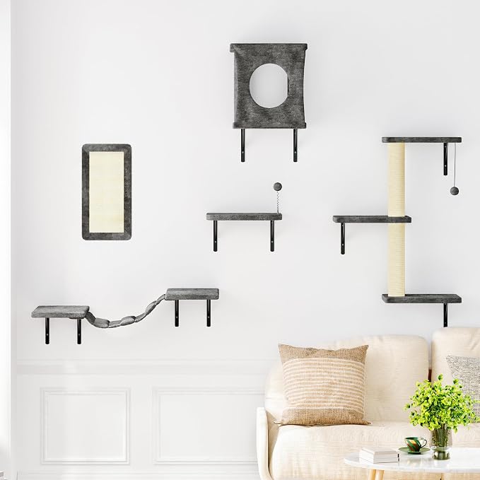 NUNU LAB Cat Wall Shelves Set, Bridge Ladder, Scratching Post, Indoor Cat - Image 6