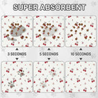 Dog Food Mat for Pet Cat Food Mat, Cherry Absorbent Quick Dry Dog Bowl Mats for - Image 3