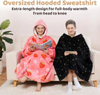 Mewaii Wearable Blanket Hoodie for Adults, Warm Sherpa & Soft Flannel Long - Image 3
