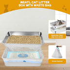 23.6''x15.7''x8'' Stainless Steel Sifting Litter Box, XXL Large Metal Sifting - Image 4