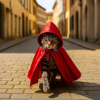 Red Cat Cloak with Hood for Indoor Cats, Funny Superhero Cosplay Halloween - Image 8