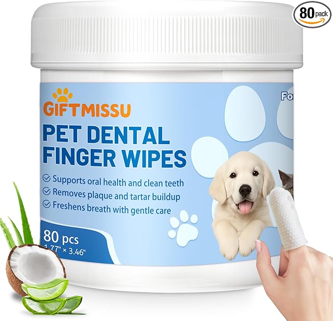 80 Counts Pet Dental Finger Wipes by GIFTMISSU