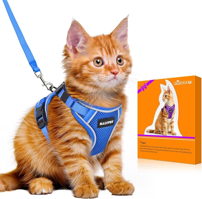 Halypet Cat Harness and Leash Set Escape Proof Adjustable Cat Leash Comfortable by DOMoreWithYourPet