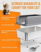 Stainless Steel Cat Litter Box, Metal Litter Box - Image 5