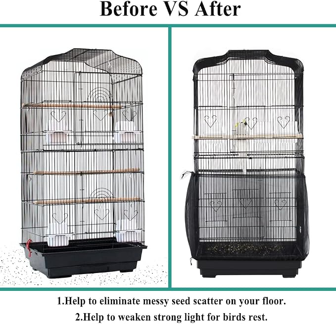 ASOCEA Bird Cage Seed Catcher, Universal Bird Cage Cover Skirt, Adjustable - Image 4